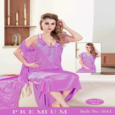 2 Part Premium Quality Nighty (Purple)
