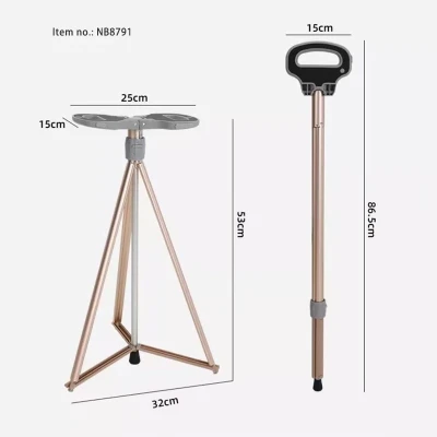 Foldable Crutch Stool Shooting Seat Stick Walking Stick